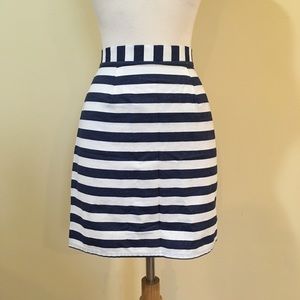 Nautical Navy Stripe Back Zip Pencil Skirt